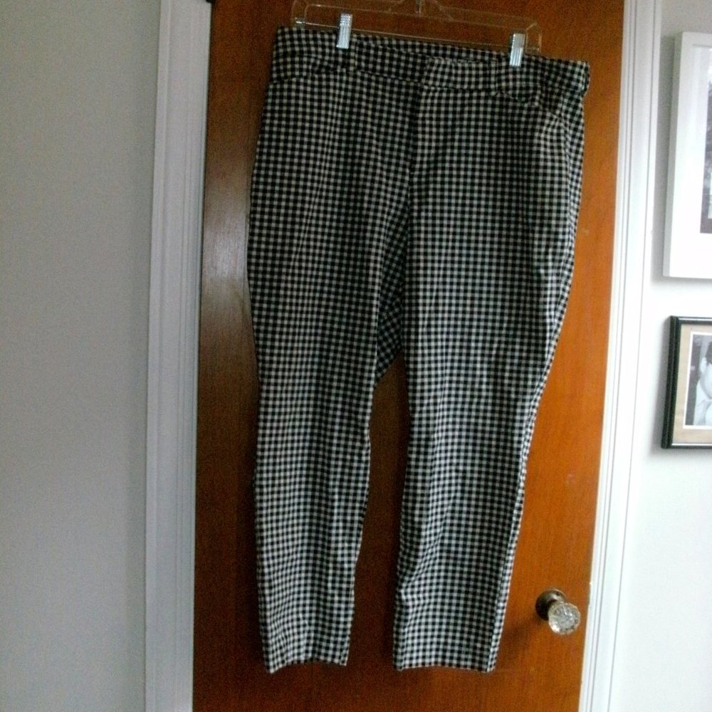 Old Navy Pixie Skinny Black & White Checkered Stretch Crop Ankle size 16